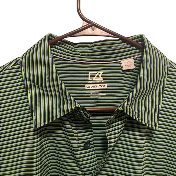 Cutter & Buck Green‎ Striped Polo Shirt. Size XL. Good condition - Picture 2 of 5